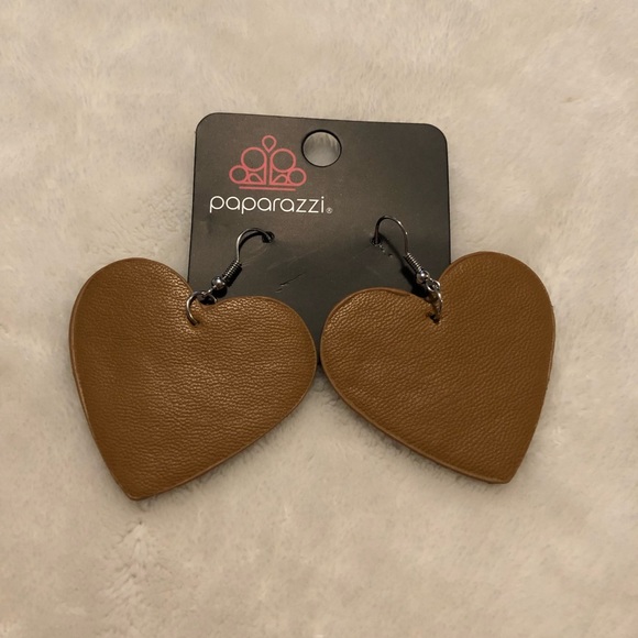Paparazzi Country crush brown leather earrings